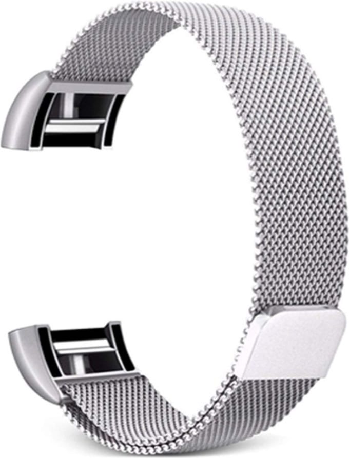 Milanees bandje - geschikt voor Fitbit Charge 2 - maat M/L - zilver