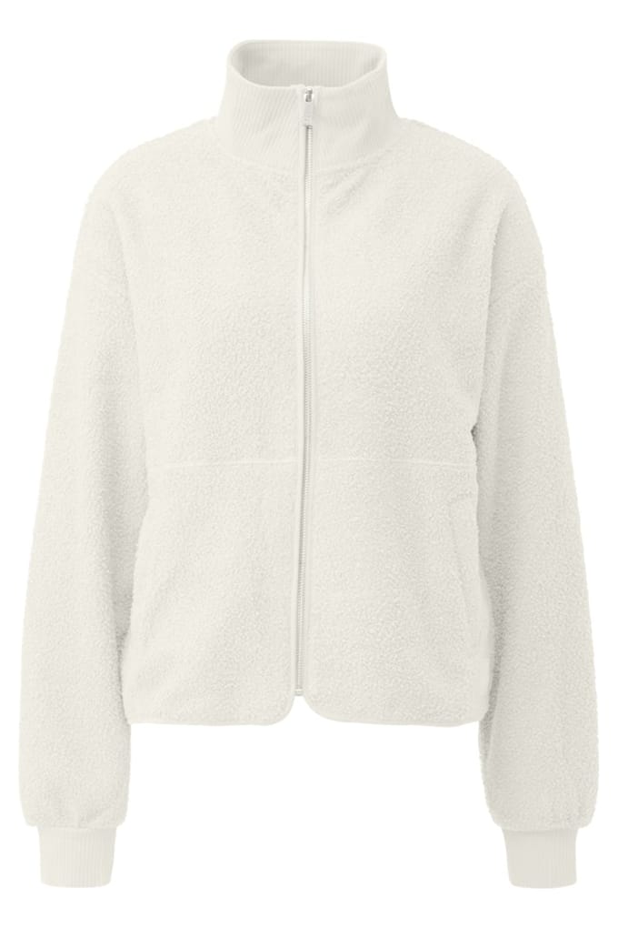 Dames fleece met rits en paspelzakken QS