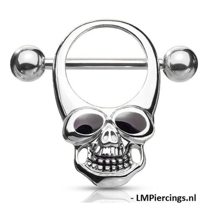 Tepelpiercing skull 1.6x11 - zilver - LMPiercings