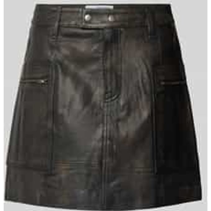 Leren rok met ritszakken, model 'NANA'