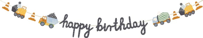 PARTYDECO - Happy Birthday spandoek bouwvrachtwagens 2 meter