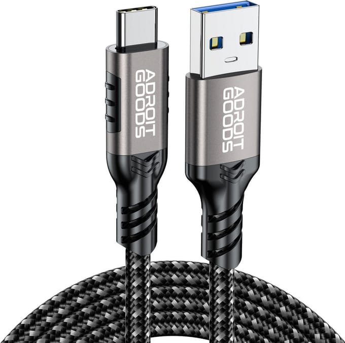 AdroitGoods 150cm USB-A naar USB-C Nylon Snel Oplaadkabel - Duurzaam & Universeel Compatibel - 10Gbps, 60W