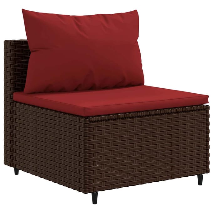 vidaXL - 4-delige - Loungeset - met - kussens - poly - rattan - bruin