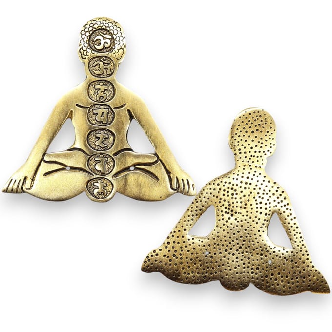 Gouden aluminium Seven Chakra Yoga wierookhouder 12x12cm