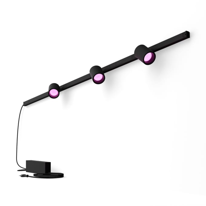 Philips Hue Perifo railverlichting muur - wit en gekleurd licht - 3-spots - zwart - basisset