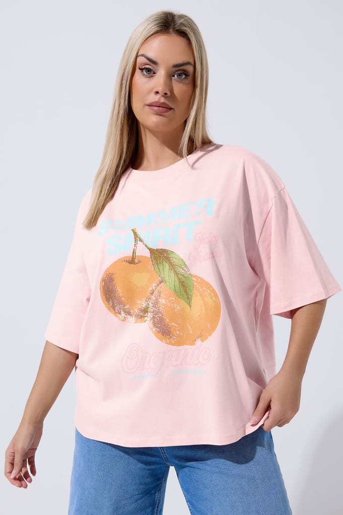 Limited Collection Roze Tshirt Met ‘Summer Spirit’Slogan Size 44