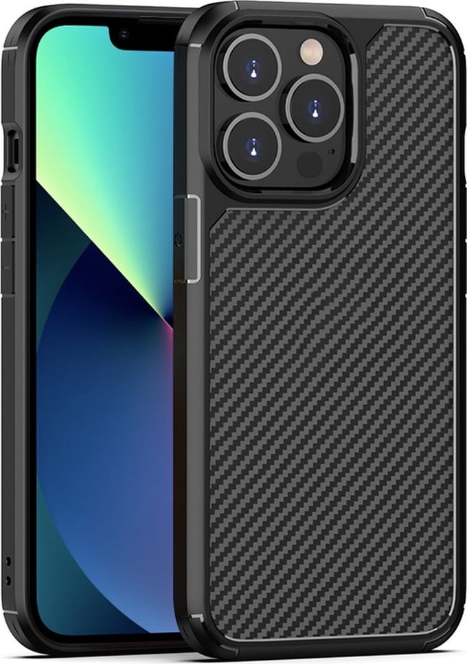 iPhone 13 PRO MAX Hoesje - Carbon Back Case Cover - Zwart - Provium