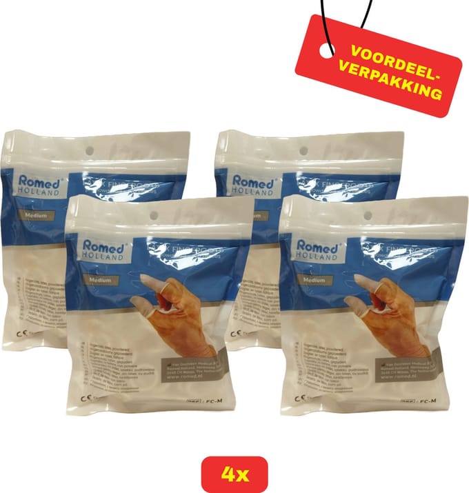 Romed Vingercondooms Latex M - 4 x 100 stuks voordeelverpakking