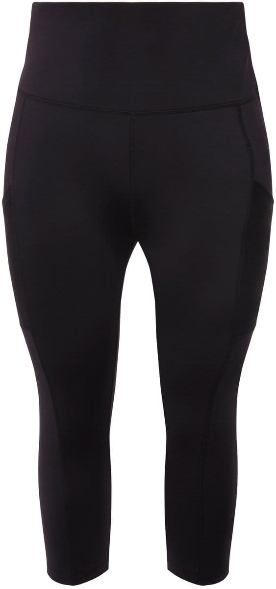 Ulla Popken - Dames - 3/4-legging kuitlang hoge taille sneldrogend - Zwart - Maat 62+