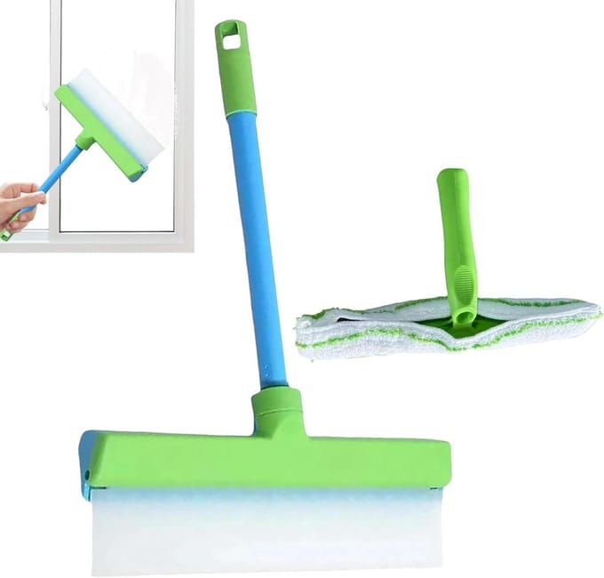 Siliconen schraper - Raamtrekker douche - Streeploos schoonmaken - Verstelbare steel - 30 cm - Groen