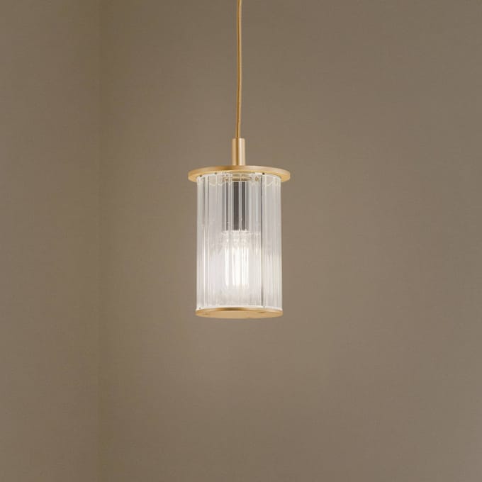 Argon Buiten hanglamp Nora, goud/transparant, IP44, glas