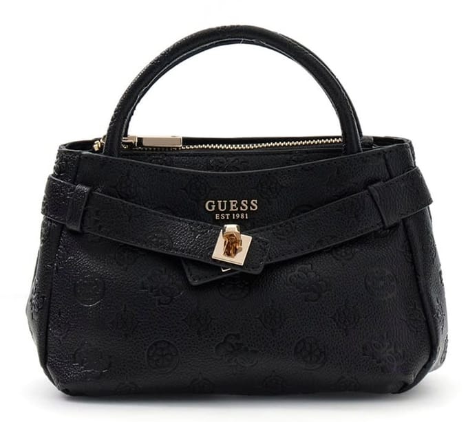 GUESS handtas schoudertas Ella Logo Mini Satchel Black Logo zwart