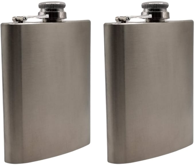 Heupfles - heupflacon - zakflacon - platvink - RVS - 200ml - 2 stuks - STEGGER