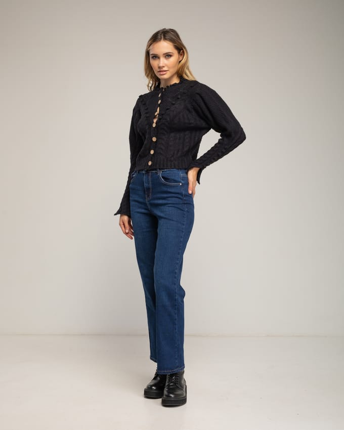 Basic wide leg jeans met een hoge taille.