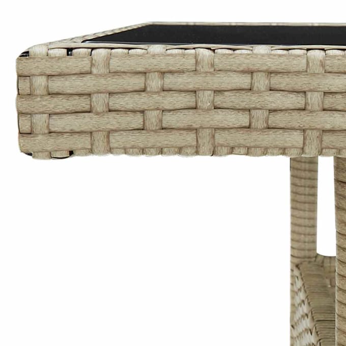 vidaXL - Tuintafel - poly - rattan - en - glas - beige