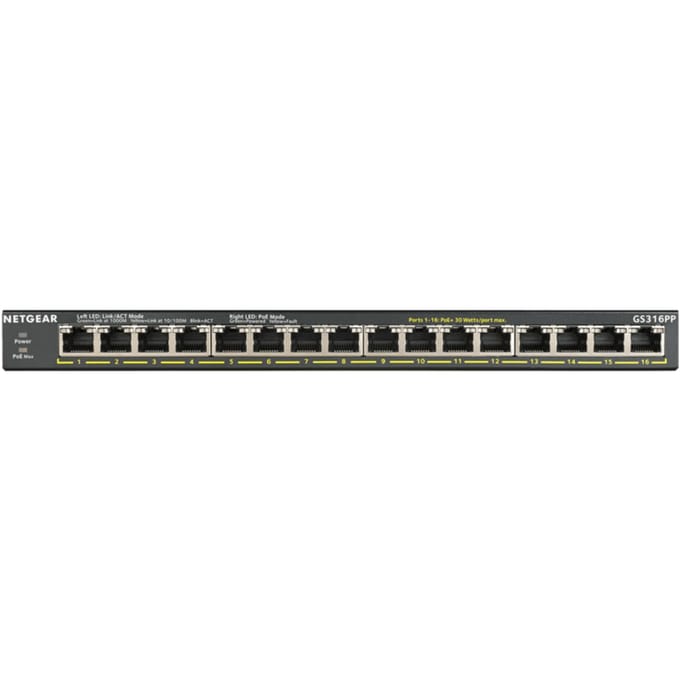 Netgear GS316PP 16-Port Gigabit Ethernet Unmanaged PoE+ Switch with FlexPoE (183W)