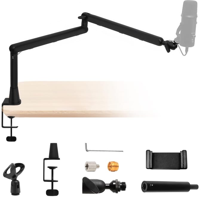 Dailygoods- Microfoonarm Hoogte Verstelbaar - Microfoonstandaard - Multifunctioneel - Flexibel Instelbaar - Bureau Standaard - Geschikt voor Opname