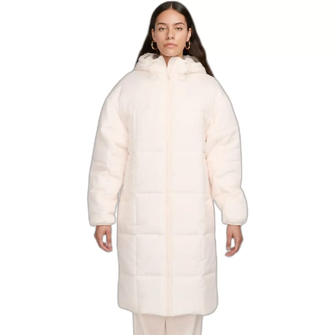 Dames lang donsjack W Thermic Classic Parka Guava Ice/wit