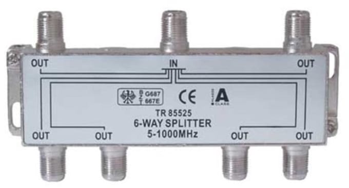 F splitter met 6 uitgangen / 5-1000 MHz