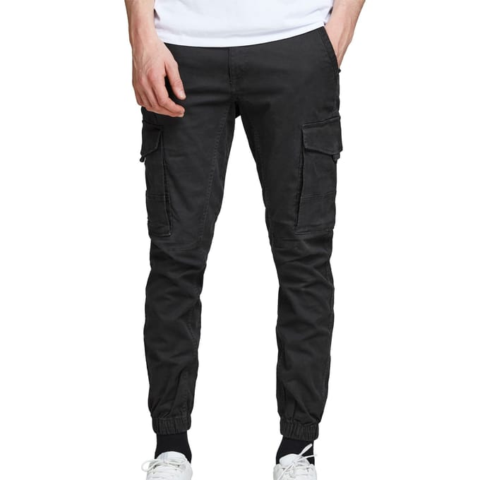 JACK & JONES Herenkleding: STUDIO JPSTPAUL FLAKE CARGO NOOS Regular Fit Broek in het Zwart - Maat 29