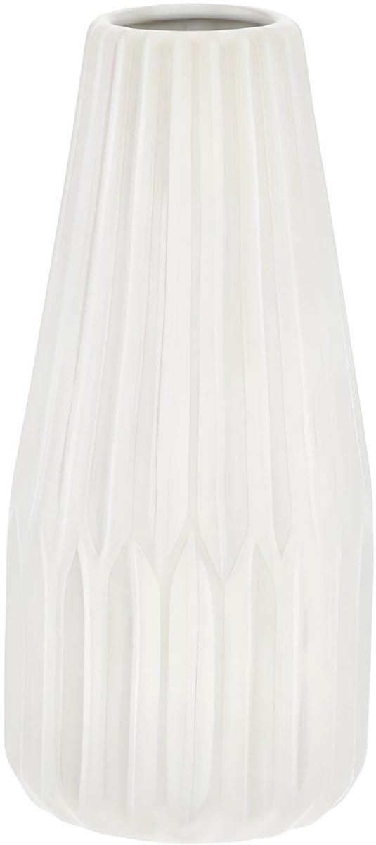 Cepewa Bloemenvaas Sofie - wit - H21 x D10 cm - keramiek - kegelvorm - vaas
