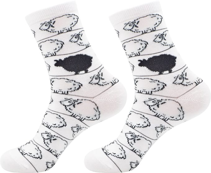 Robin Ruth - Zwarte schaap - Wit - Dames sok - Maat 36-42