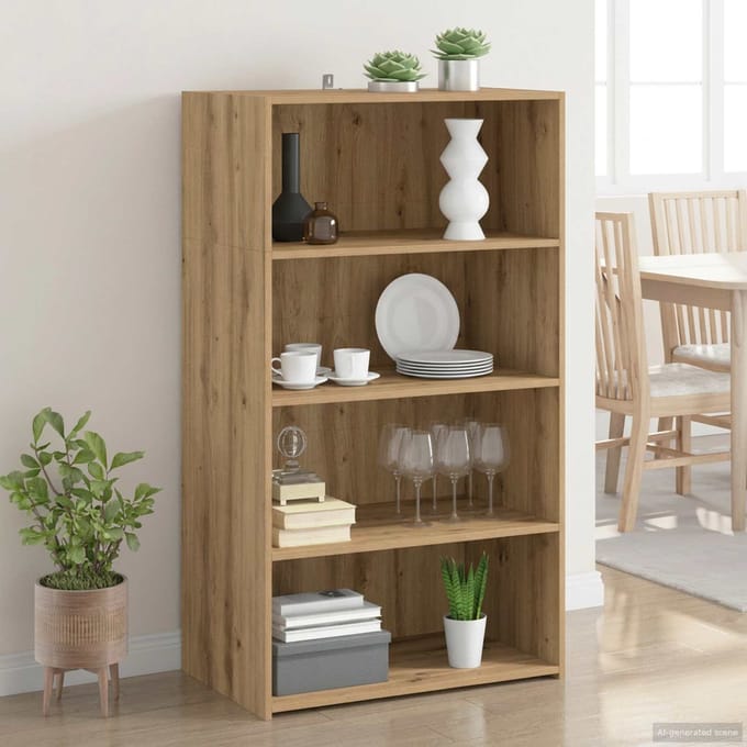 vidaXL - Highboard - Artisanaal - eiken - 70 - x - 41 - x - 124 - cm - Bewerkt - hout