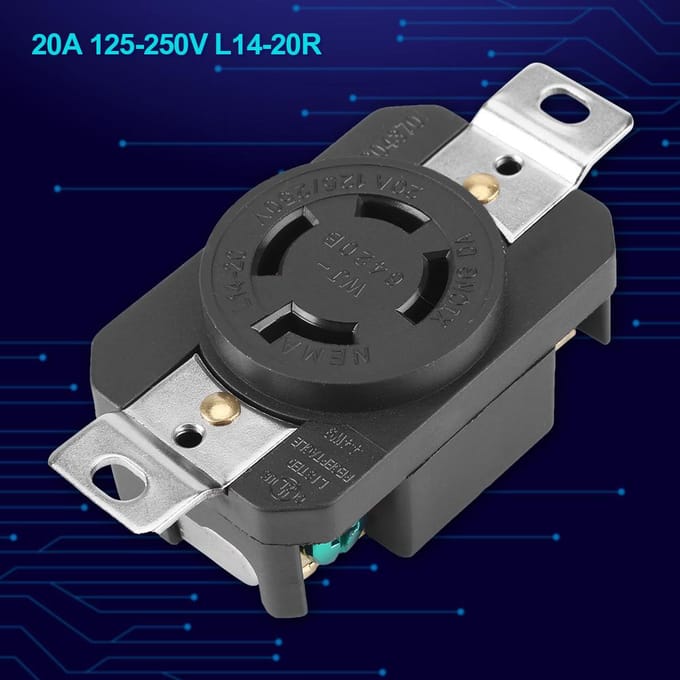 NEMA L1420R 20A 125V250V Vergrendelende stekker voor generator snoerassemblage black