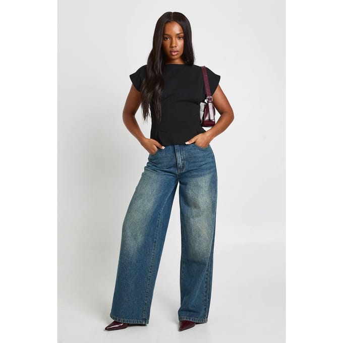 boohoo Dames Crepe mouwloze top met ingesnoerde taille | Black | Maat: 10