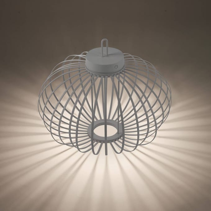 JUST LIGHT. GmbH JUST LIGHT. LED tafellamp Akuba grijs-beige 37cm bamboe