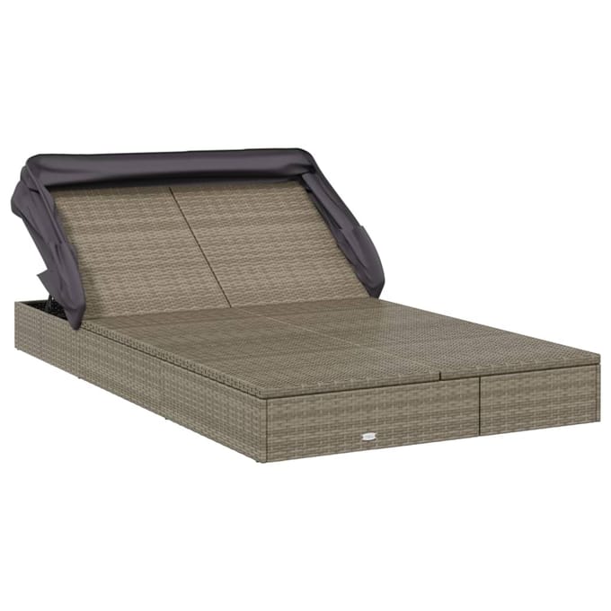 vidaXL - Ligbed - 2-persoons - met - dak - 213x118x97 - cm - poly - rattan - grijs