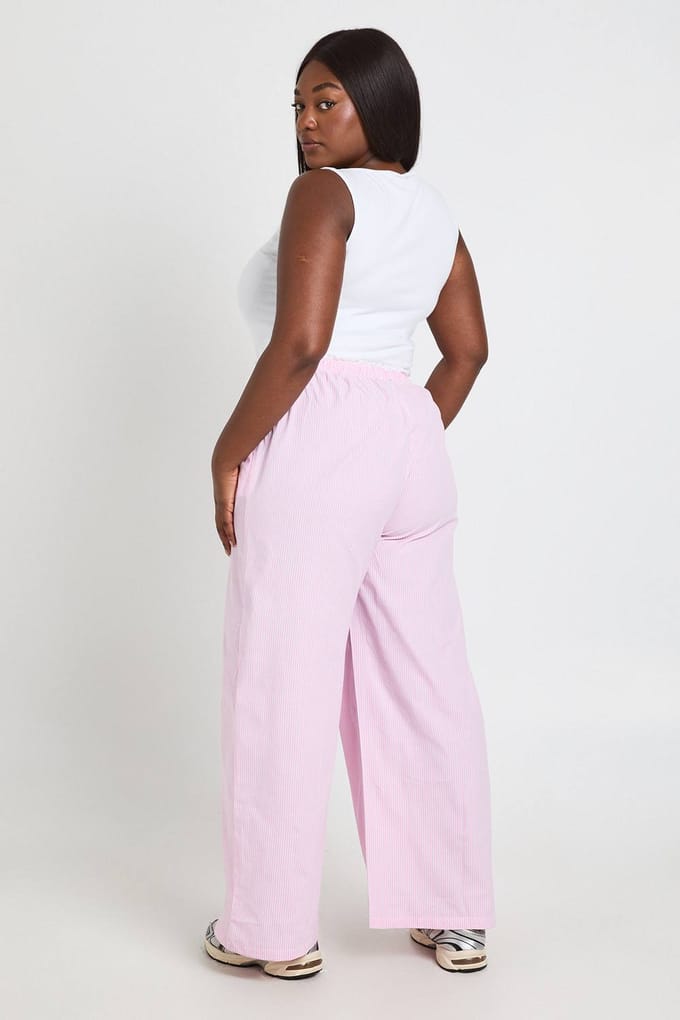 boohoo Dames Plus Broek Met Kantafwerking | Roze | Maat: 44