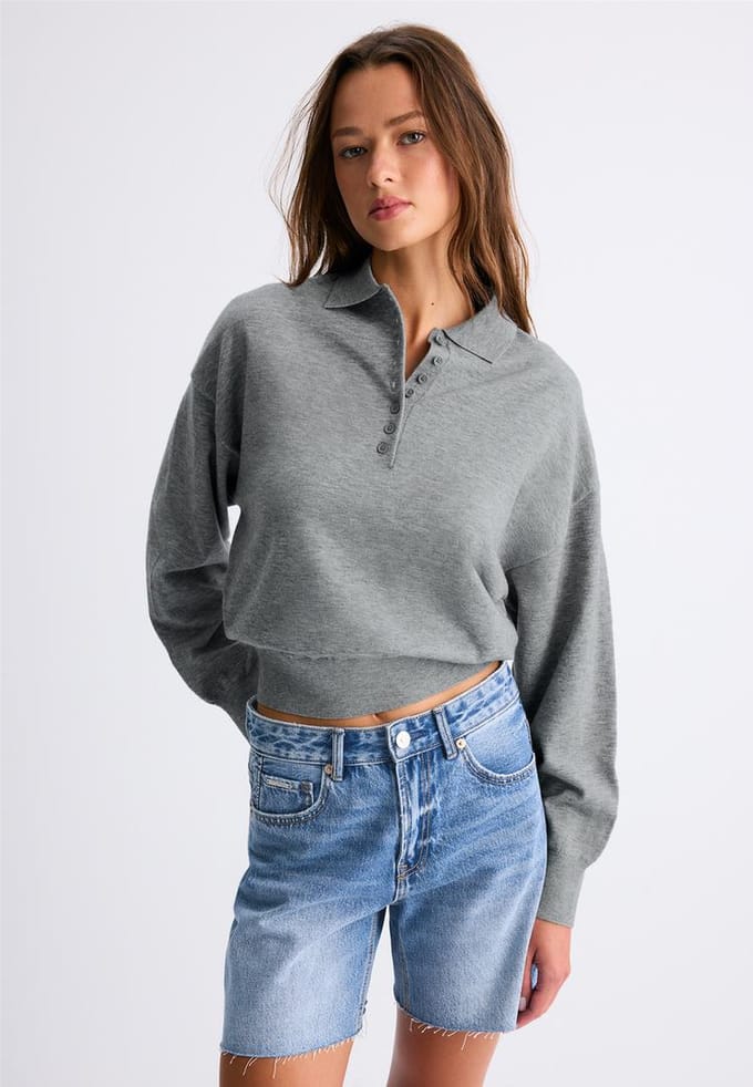Stradivarius Gebreide polotrui  Grijs melange S