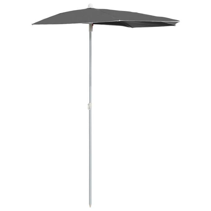 vidaXL - Parasol - half - met - paal - 180x90 - cm - antracietkleurig