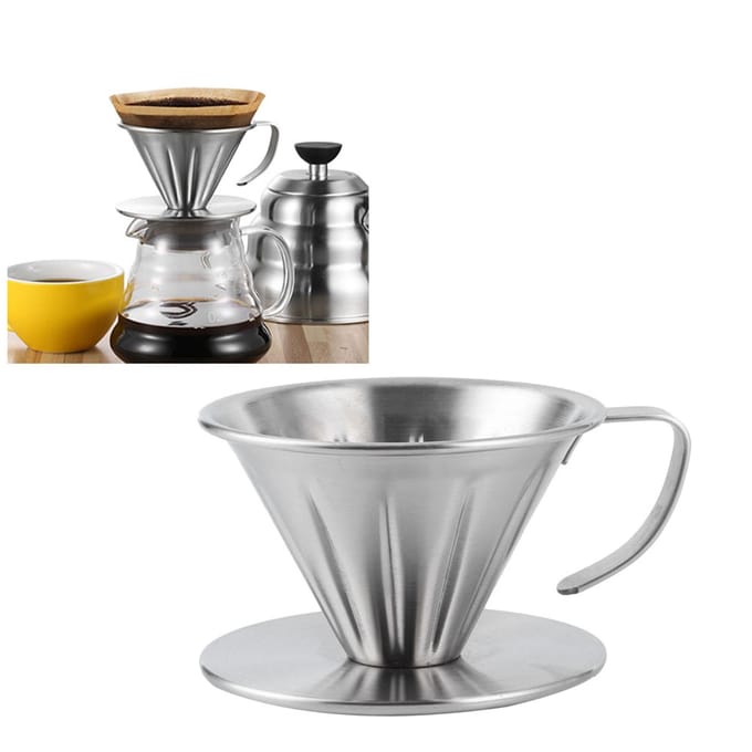 Roestvrijstalen Pour Over Koffie Dripper Kegel Filter Kop Standaard Koffiemachine Accessoires Thuis gray