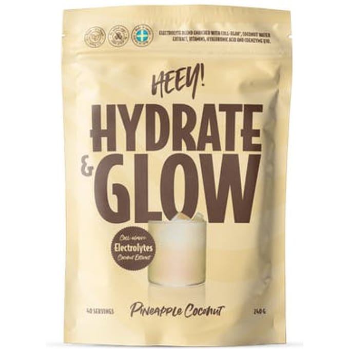 Heey! Hydrate &amp; Glow Electrolytes + Coll-egan&reg; Pineapple Coconut 240 g