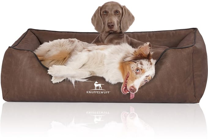 Knuffelwuff orthopedisch Hondenbed Rockland van kunstleer XL 105 x 75cm bruin