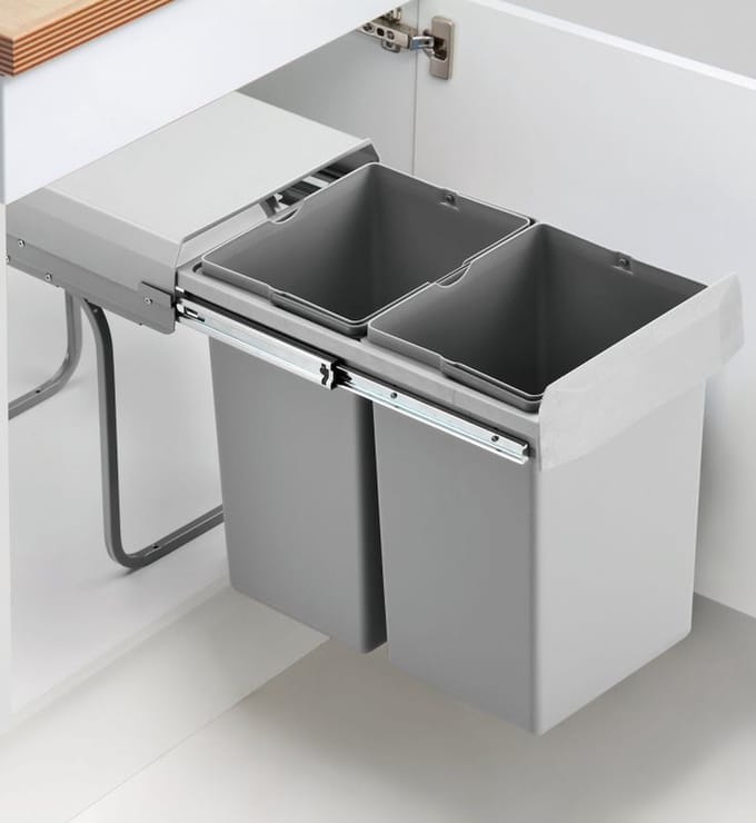 Wesco Double Deluxe Inbouw Prullenbak - 2 x 15 l