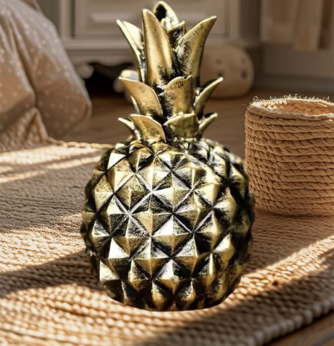 Ananas Decoratie Goudkleurig ( Hars ) 13 x 8 cm