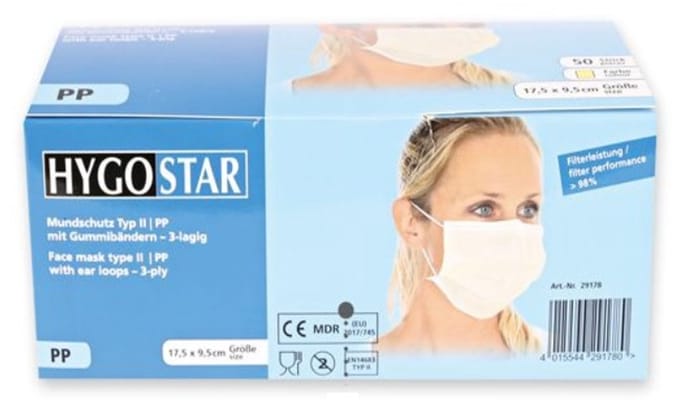 Hygostar Mondmasker - Medisch - 3-Laags - Geel - 50 Stuks