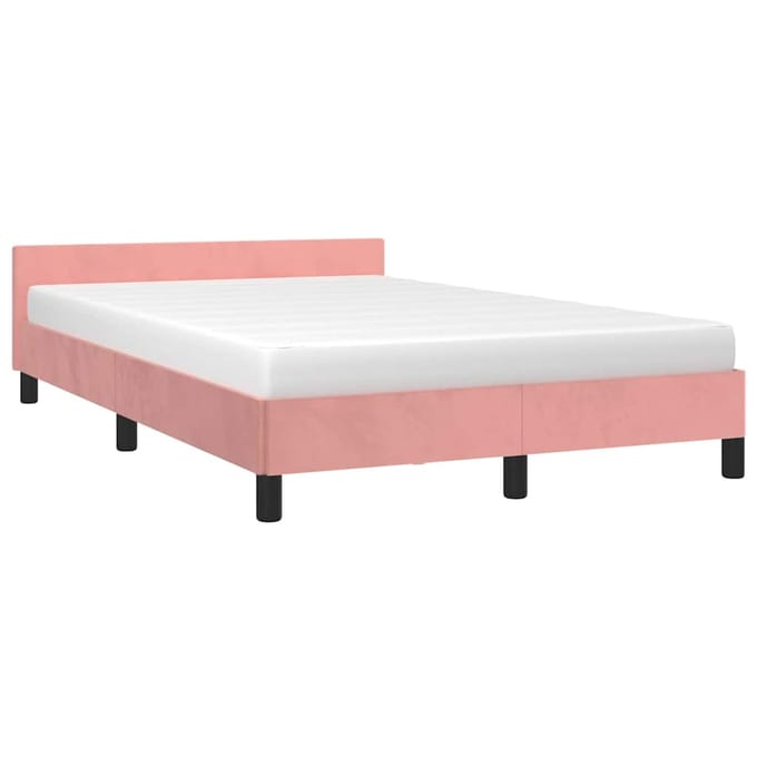 vidaXL - Bedframe - met - hoofdeinde - zonder - matras - 120x200 - cm - fluweel - roze