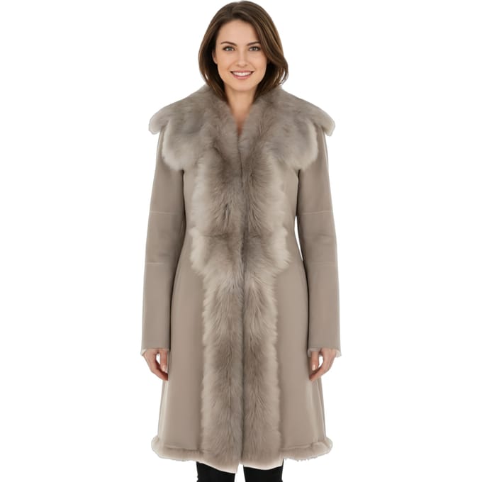 Dames lichtgrijze Toscaanse schapensuède trenchcoat - Celeste
