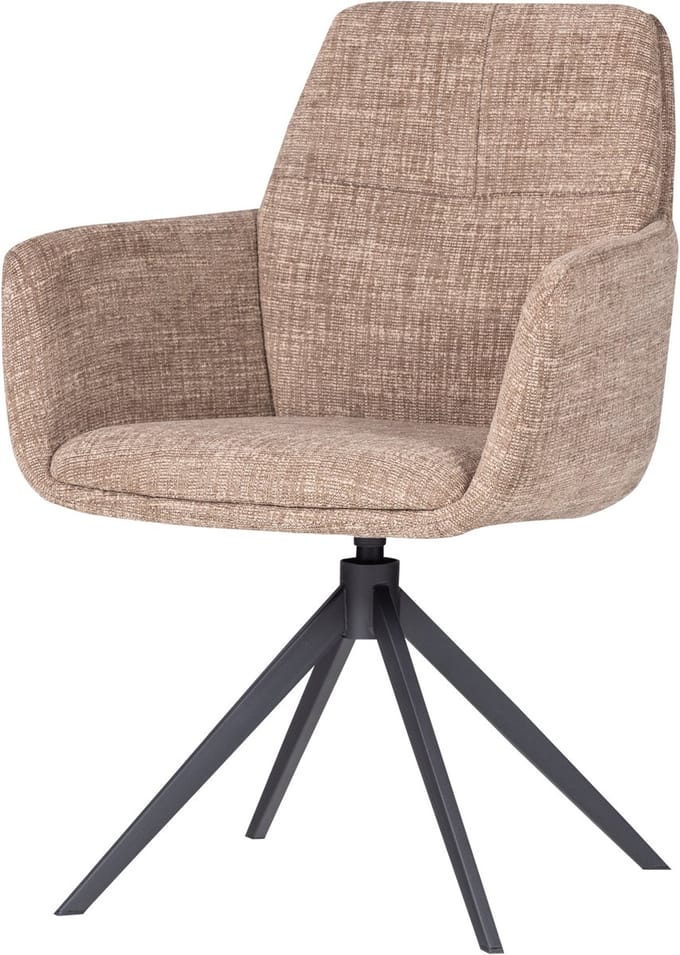 WOOOD Grant Eetkamerstoel Met Armleuning - Melange - Zand - 88x61x63