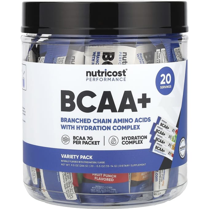 Nutricost, Fonctionnel, BCAA+, Pack Variété, 20 sachets, 13-14 g (0,5 once) chaque
