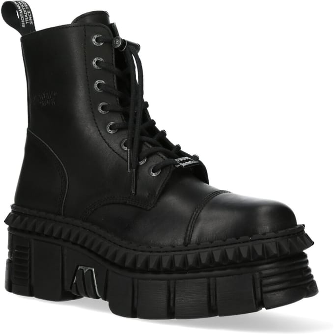 New Rock zwarte leren laarzen-WALL083CCT-S6
