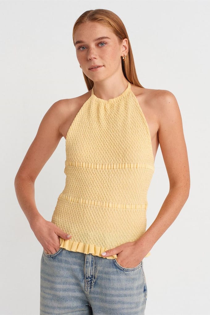 Slim Fit Halterneck Gebreide Blouse