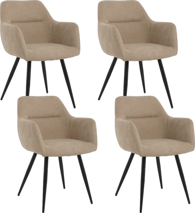 Lina® Nova Eetkamerstoelen - Beige - Set van 4 - Stof