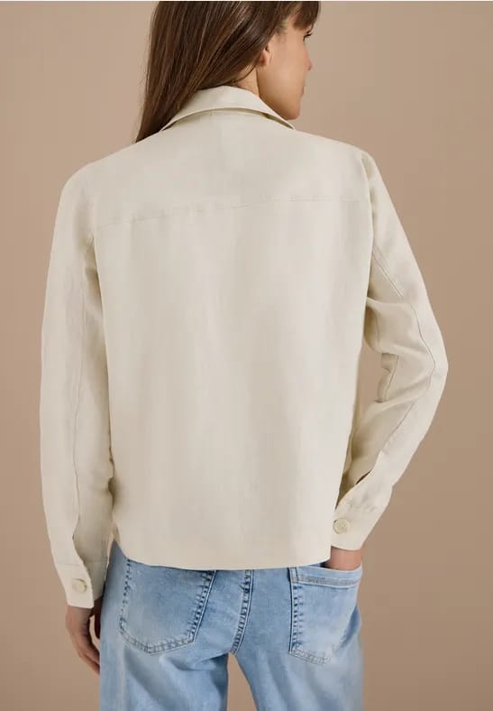 Blouse met lange mouwen en linnen overhemdkraag