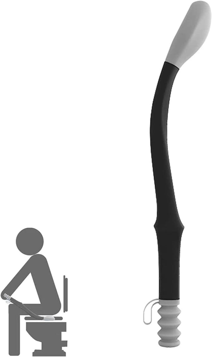 Toilethulpmiddel - Afveeg hulp - Zelfstandig hygiëne - Vergroot bereik - 395 cm lengte - Grijs
