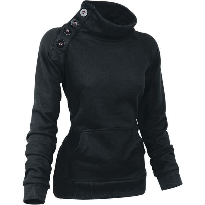 R.E.D. Rock-Engineered Design Zwart sweatshirt met knoopdetail - Dames - S